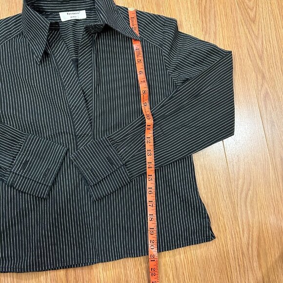Vintage Tension Made in Italy Pinstripe Blouse Black - S - Picture 12 of 16